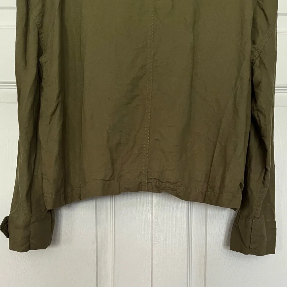 {Nicole Miller} Linen Blend Jacket in Olive Green - Womens XL